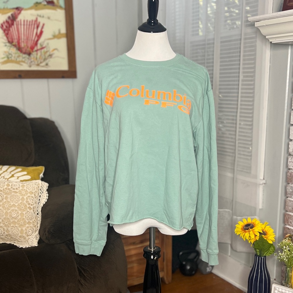 Columbia Light Green Fleece Pullover Cropped